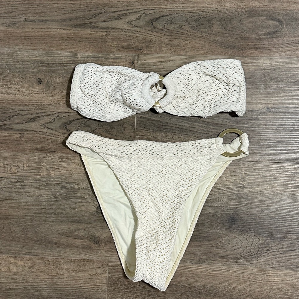 Monday Swimwear Ivory Crochet Bikini Set